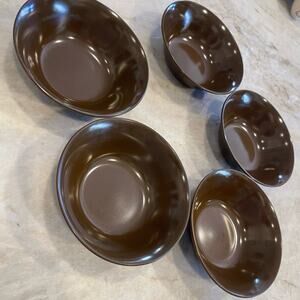 Texas-ware melamine fruit Bowls brown set of 5
